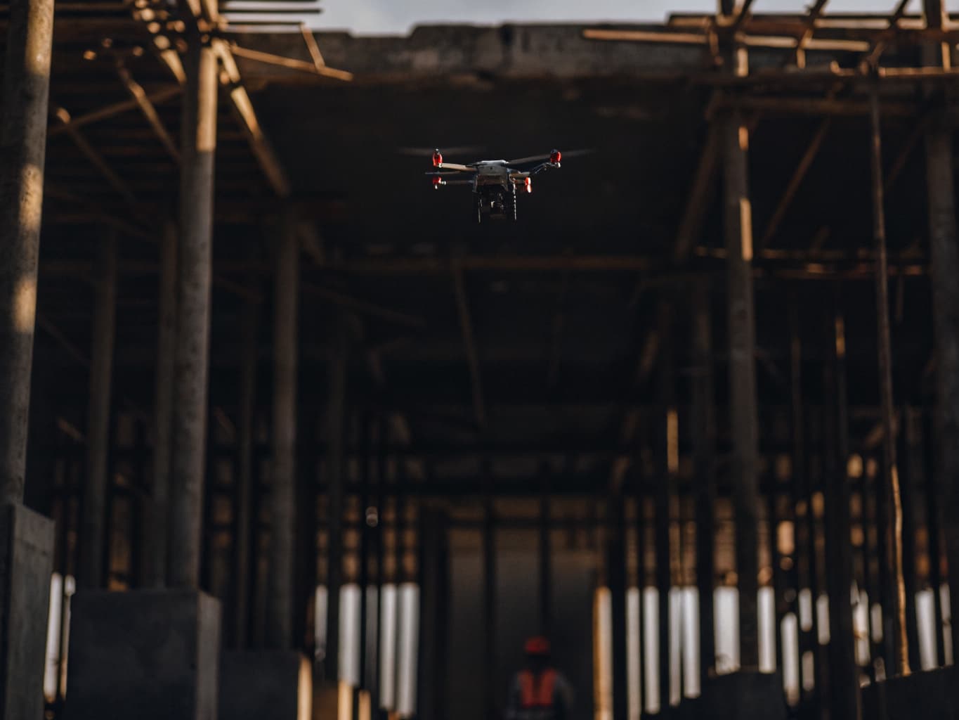 Aerial drone survey of Costa Rica construction site showing building progress